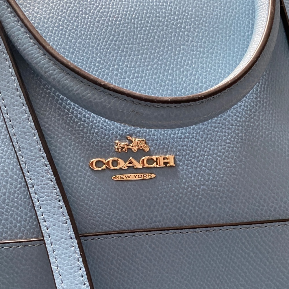 Coach Blue Leather Dome Satchel with Gold Hardware - Picture 2 of 16